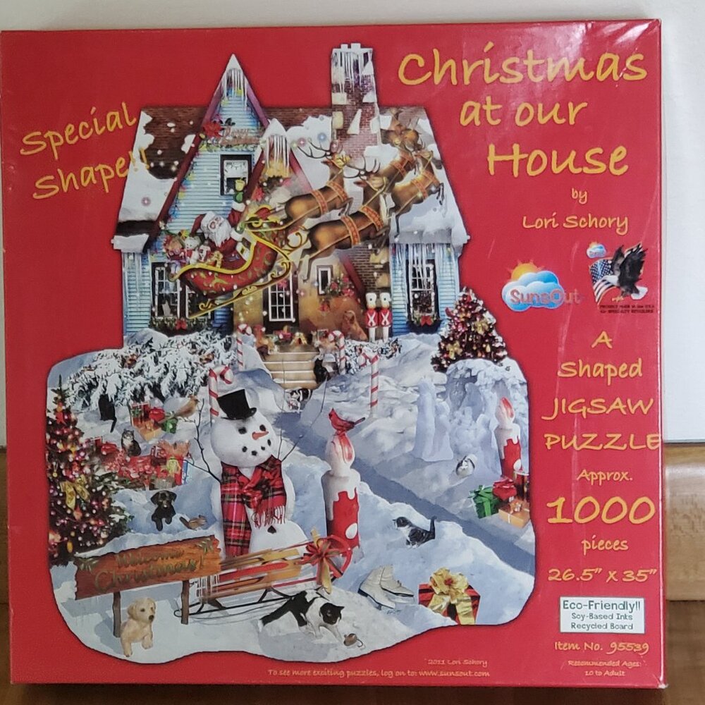 SUNS OUT 1000 Piece Shaped Puzzle "Christmas at our House"